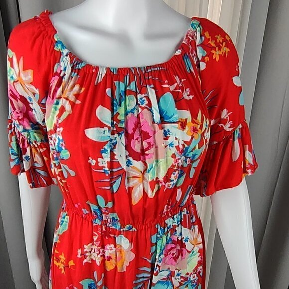 New Look Red, Orange, Blue, White, Floral Mini Dress Size Medium - Picture 2 of 10
